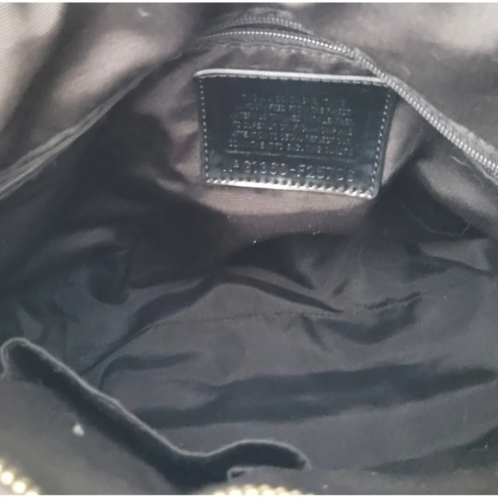 Coach Signature Stripe Tote F25706 Snake-Embossed Panel Black Gray‎ Canvas
